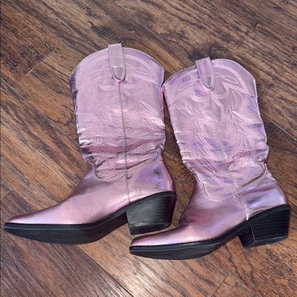 Madden Girl Pink Floral Heeled Boots with Design - Picture 8 of 12